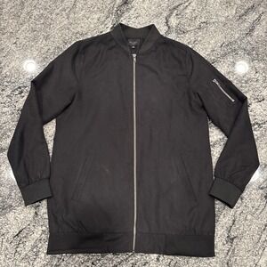 Be Cool Womens Black Faux Suede Jacket L Bomber Lightweight Short Classicore #16